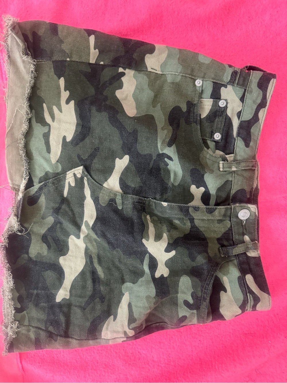 Forever 21 Camo Denim Mini Skirt - Green and Black